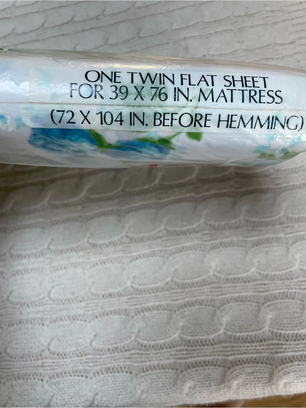 VTG Dantrel No Iron Dan Press Twin Flat Sheet - Dan River 72 x 104 Blue Floral
